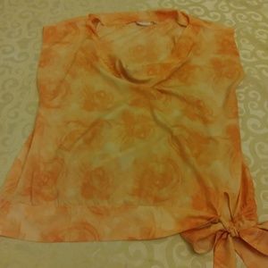 New York & Co  Orange and cream top